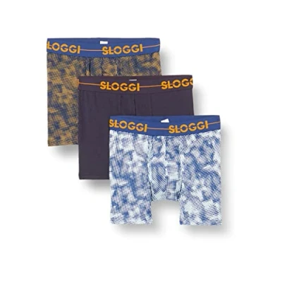 Image of sloggi men Go Short C3P Underwear, Green Dark Combination, 34 (Pack of 3)