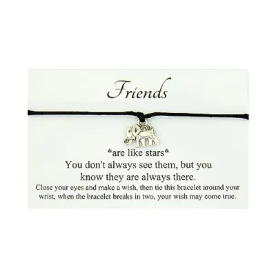 Image of Lucor Friends Are Like Stars Gifts,Best Gift,Elephant Wish Bracelet,Friendship Gifts,Christmas Birthday Gifts,Bestie Gifts(Black)