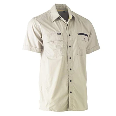Image of Bisley UKS1144_BSTN Flex &amp; Move Utility Shirt Short Sleeve Stone, L