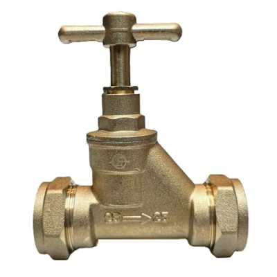 Image of TC Brass Mains Stopcock Valve 25mm MDPE X Poly Stop Cock Tap