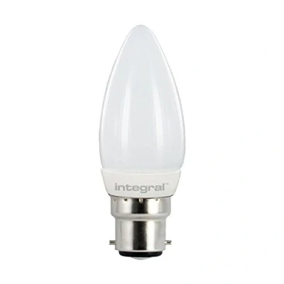Image of Integral LED Warm Light Non Dimmable Bulb Frosted Candle Lamp (B22 Large Bayonet, 3.5 W, 2700 k, 250 lm) White