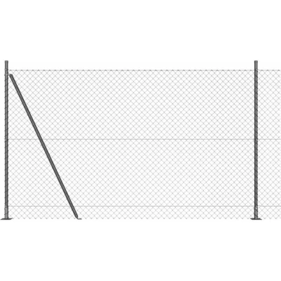 Image of vidaXL Chain Link Fence with 7 Flanged Posts 1.6x10 m Galvanised Steel