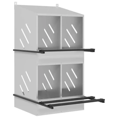 Image of vidaXL Chicken Nesting Box 4 Compartment Galvanized Layer for Indoor/Outdoor Use