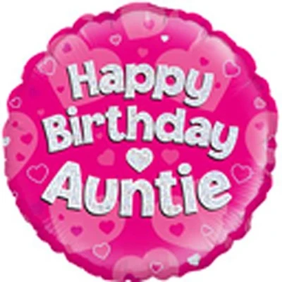 Image of Oaktree UK 229493 18&quot; Happy Birthday Auntie Pink Holographic