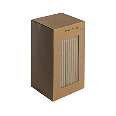 Image of We Can Source It Ltd Brown Kraft Paper Straws 100% Biodegradable, Compostable, Eco Friendly Disposable For Cocktails, Tumblers Drinking, Party 8inch/200mm 250pc in 1 Box