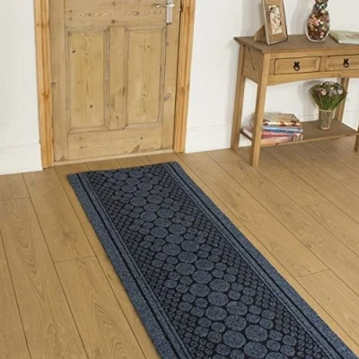 Image of eXtreme Carpet Runner for Hallways, Kitchen, &amp; Living Room Sturdy, Washable, Lightweight Custom Length Narrow Rug Non Slip Rubber Backed 66cm Wide x 244cm Long Cork Blue