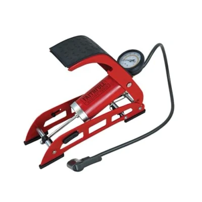 Image of Faithfull FAIAUFPUMP1 Foot Pump Single Cylinder with Gauge, includes additional adaptors