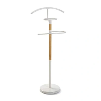 Image of Versa Holstebro Valet stand Multifunctional with 2 Hangers or for Men&#039;s Women&#039;s Clothes, Measurements (H x L W) 112 28,8 46,5 cm, Metal and Wood, Colour White