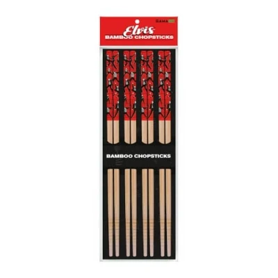 Image of GAMAGO Elvis Bamboo Chopsticks Set 4 Pair of Adorably Cute Reusable Chop Sticks Easy Grip, Lightweight, Durable, 9.25 Inches