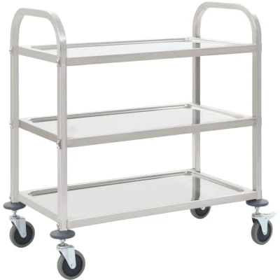 Image of vidaXL 3 Tier Kitchen Trolley 95x45x83.5 cm Stainless Steel