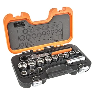 Image of Bahco S140T Pass Trough Socket Set, Multi Colour, Set of 14 Piece