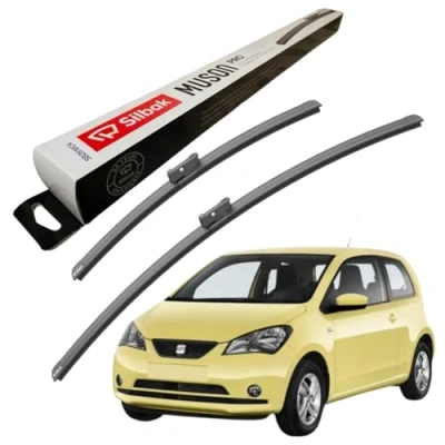 Image of Silbak Windscreen Wipers, fits for SEAT MII (10/2011 12/2021) Front Wiper Blades, 600mm/400mm