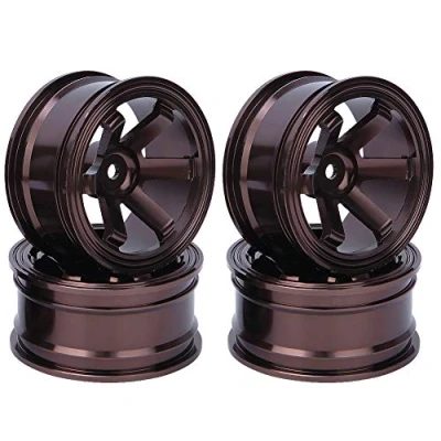 Image of Tbest RC Wheel Hub, 4Pcs Aluminium Alloy Rim Hubs for Universal 1/10 Flat Running Drift Car (Coffee)