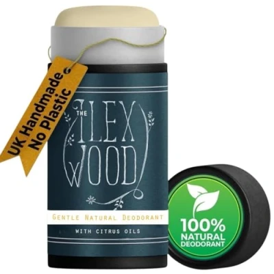 Image of The Ilex Wood Gentle Natural Deodorant with Citrus Oils 70ml. Handmade Vegan Deo, no plastic, alcohol, Sodium Bicarbonate Free, Eco Friendly, Cruelty Toxins &amp; Aluminium Salt