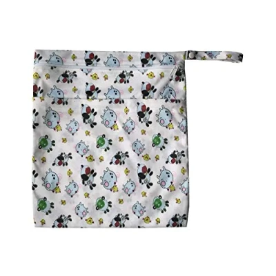 Image of MUMBABY Wet Dry Bag for Baby Cloth Diaper Nappy Reusable with Two Zippered Pockets (Sheep)