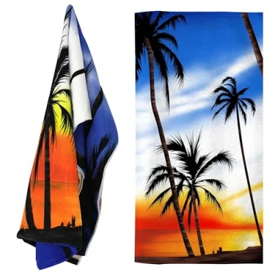 Image of GEEZY Large Microfibre Beach Bath Towel Lightweight Sports Travel Gym Summer Towels (Sunrise v2)