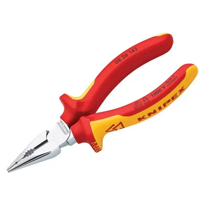 Image of Knipex Needle Nose Combination Pliers chrome plated, insulated with multi component grips, VDE tested 145 mm 08 26