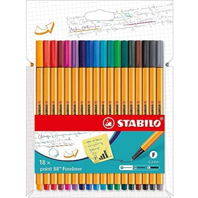Image of Fineliner STABILO point 88 Pack of 18 Assorted Colours