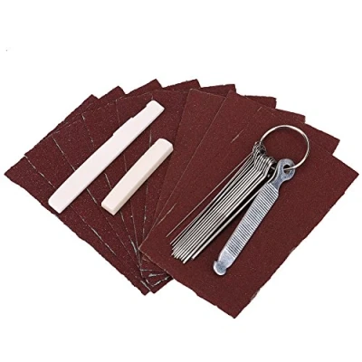 Image of Guitar Bridge Saddle Nut Files Set, 13 Round Files, A Flat File, And With Sand Papers for Bass Polishment Cordrope Cleaning, Repair Maintenance