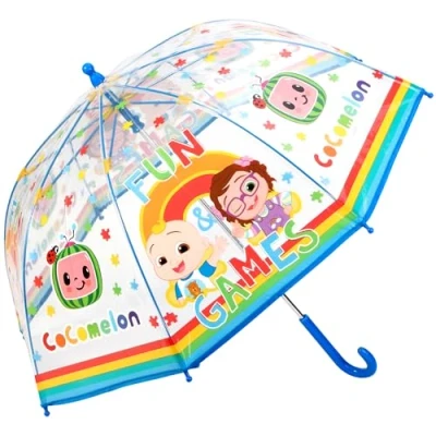 Image of TDL Cocomelon Umbrella Kids Childrens Brolly POE Dome Transparent Lightweight Rain Cover