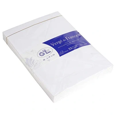 Image of Clairefontaine Ref 20850L G.Lalo Gummed Lined Envelopes (Pack of 20) C5 (162 x 229mm) in Size, PEFC Certified, White Linings for Confidentiality Vergé De France Extra