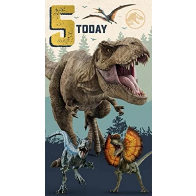 Image of Jurassic World 5th Birthday Card, Childrens Card For Celebration, Kids, Officially Licensed