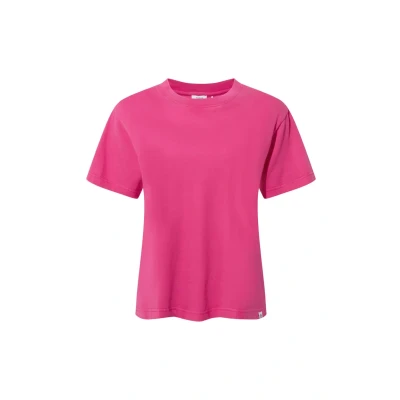 Image of TOG24 Erica Women&#039;s Supersoft Cotton Tee, Scooped Neckline, Faded Stone Wash in Vibrant Colours, Short Sleeves Hibiscus Pink