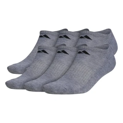 Image of adidas Men&#039;s Athletic Cushioned No Show Socks with Arch Compression for a Secure Fit (6 Pair), Heather Grey/Black, Large