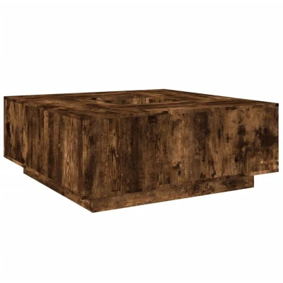 Image of vidaXL Smoked Oak Coffee Table 100x100x40 cm Square Side/End/Couch Engineered Wood Living Room/Bedroom