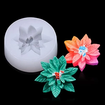 Image of Rolin Roly Resin Christmas Flower Mould 3D Candle Epoxy Moulds Crystal Silicone Mold Floral Jewelry Casting Molds for DIY Crafts Home Decorating Making