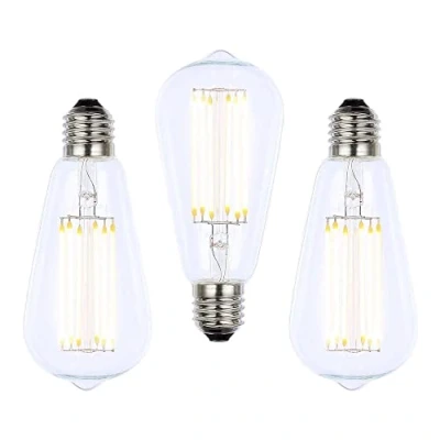 Image of LITECRAFT Light Bulb 6 Watt E27 Edison Screw LED Filament Teardrop Fitting in Clear 3 Pack