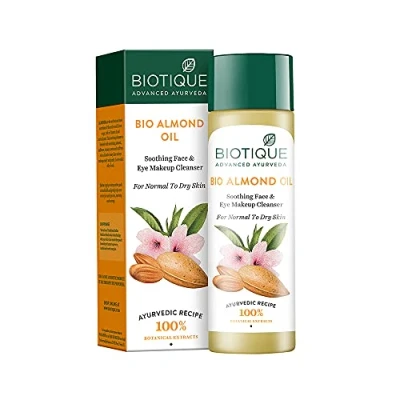 Image of Biotique Almond Oil Soothing Face and Eye Makeup Cleanser for Normal To Dry Skin