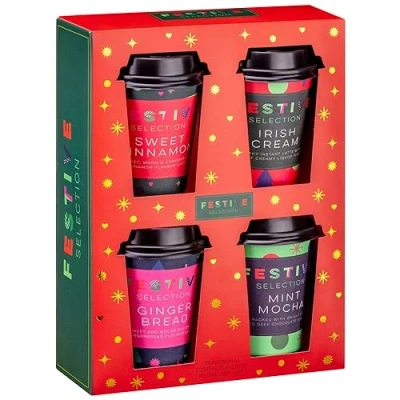 Image of Festive Coffee Collection Boxed Gift Set Mini Cups Instant 4 x 22g