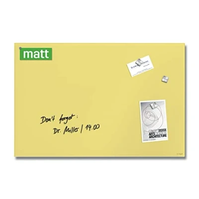 Image of SIGEL GL512 Premium Glass magnetic Board, glossy surface, 60 x 40 cm, easy mounting, pastel Yellow Artverum