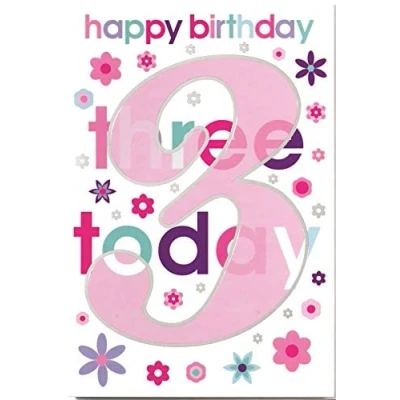 Image of Simon Elvin Age 3 Happy Birthday Greeting Card For Girl