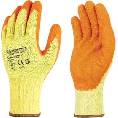 Image of 24 Pairs Latex Coated Orange Rubber Work Gloves Mens Safety Builders Gardening (XL)