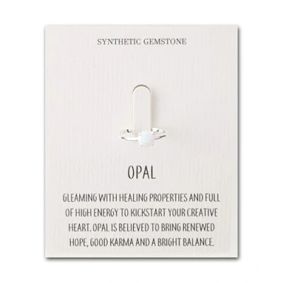 Image of Philip Jones Synthetic White Opal Adjustable Ring with Quote Card