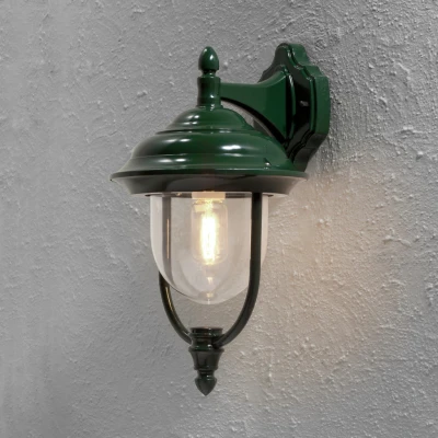 Image of Parma Outdoor Classic Lantern Down Wall Light Green, IP43
