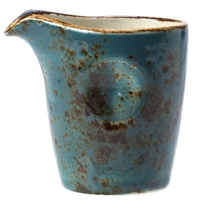 Image of Steelite Craft Pourer Blue 3oz / 85ml Pinched Milk Jug, Tot, Creamer, Ceramic Jug