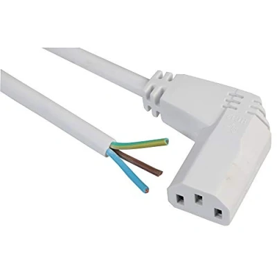 Image of Pro Elec PE01035 Right Angled IEC C13 Female to Bare Ends Power Lead, 1 m, White