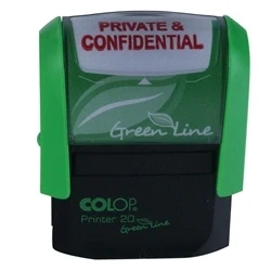 Image of COLOP Green Line Word Stamp PRIVATE and CONFIDENTIAL Red P20GLPRI