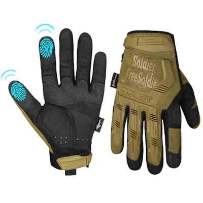 Image of FREE SOLDIER Cycling Gloves Non slip Full Finger Men&#039;s Outdoor Motorcycle Climbing Hiking riding Work Glove (Wolf Brown, S)