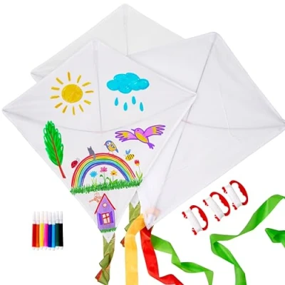 Image of THE TWIDDLERS 3 Design Your Own Kite Activity Kit with Watercolour Pens, DIY Making Arts &amp; Crafts, Kites for Parties, Birthdays 8 Pens Included