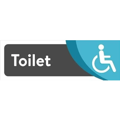 Image of Disabled toilet information bathroom sign Self adhesive sticker (300mm x 100mm)