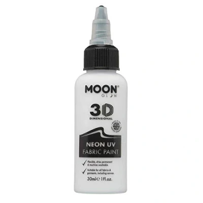 Image of Moon Glow Neon UV 3D Fabric paint 30ml White Textile for clothes, t shirts, bags, shoes &amp; canvas