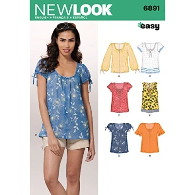 Image of New Look Sewing Pattern 6891: Misses Tops, Size A, paper, White, A (10 12 14 16 18 20 22)