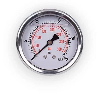 Image of glycerin pressure gauge radial connection, stainless steel IP65 63 mm with rear connector, 1/4 (0 25 bar)