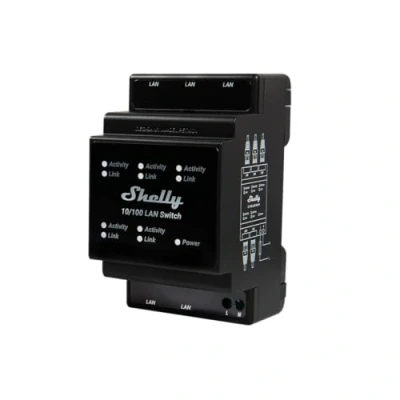 Image of Shelly LAN Switch 5 Port RJ45 10/100 Mbps Fast Ethernet 110 230V DIN Mountable Fanless Plug &amp; Play Energy Saving Easy Installation No Additional Adapter Required
