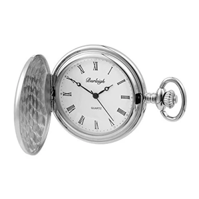 Image of Burleigh Mens Albert Quartz Pocket Watch Silver