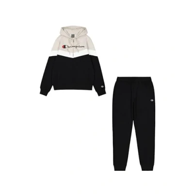Image of Champion Men&#039;s Legacy Script Shop Color Block (220291) Soft Compact Powerblend Fleece Hooded Tracksuit, White (ES057), M